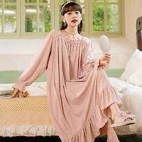 Váy Ngủ Cotton Dài Tay Hàng Mới Chất Liên Vân Sóng Nâng Cấp