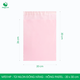 MT01HP - 20x30 cm  - Túi nilon gói hàng - 200 túi niêm phong đóng hàng màu hồng pastel