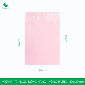 MT01HP - 20x30 cm - Túi nilon gói hàng - 200 túi niêm phong đóng hàng màu hồng pastel