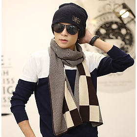 Khăn choàng nam cao cấp thời trang Hàn Quốc màu sọc nâu dn19121529