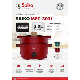 Nồi lẩu điện đa năng 3 lít Saiko MFC-3031 hàng chính hãng