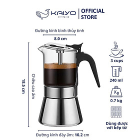 Mua Ấm pha cà phê KAIYO Moka Pot  dung tích 240ml - 3 cups