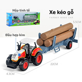 Đồ chơi xe kéo nông trại No.8807 đầu xe hợp kim mô phỏng vận chuyển, chở gỗ, máy gặt