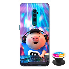 Ốp lưng điện thoại Oppo Reno 10X Zoom hình Heo Con Làm DJ tặng kèm giá đỡ điện thoại iCase xinh xắn - Hàng chính hãng
