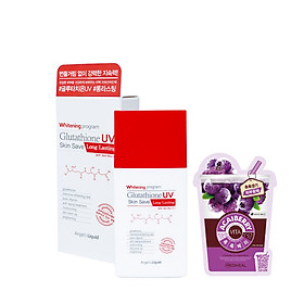 Kem Chống Nắng Kiềm Dầu, Lâu Trôi Angel’s Liquid Whitening Program Glutathione UV Skin Save Long Lasting SPF50+ PA+++ (50ml) + Tặng Kèm 1 Mặt Nạ Trái Cây ( Loại Ngẫu Nhiên)