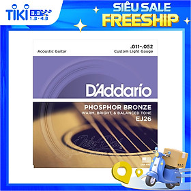 Bộ Dây Đàn Guitar Chính Hãng Acoustic D'Addario EJ13, EJ26, ULTRAPACK EZ910+EJ26