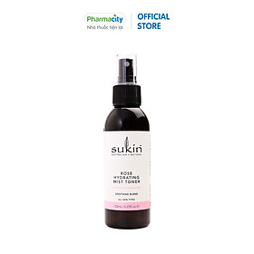 Toner cấp ẩm xịt khoáng hoa hồng Sukin giúp dưỡng ẩm và làm dịu da 125ml