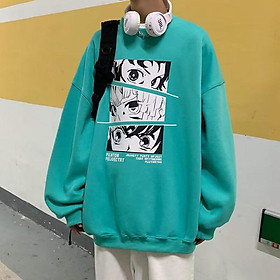 Áo Sweater Tay Dài Cổ Tròn Dáng Rộng In Hình Đôi Mắt Phong Cách Hip hop Thời Trang Cho Nam Giới Size M-5XL