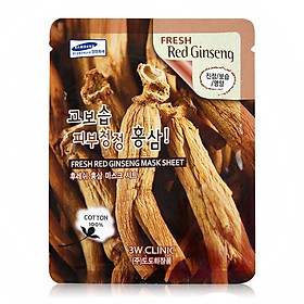 Hình ảnh Mặt nạ chiết xuất từ nhân sâm đỏ 3W CLINIC FRESH RED GINSENG MASK SHEET 10 miếng/hộp