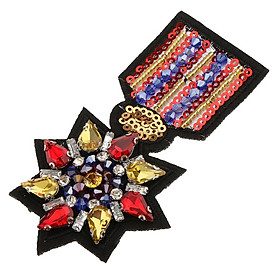 Embroidery Rhinestone Medal Badge Patch Sequins Beaded Applique Sew on /Iron on fit Clothes Dress Bag Shoes Hat DIY Decoration