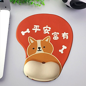 Lót Chuột Tròn Có Kê Tay Chống Chai Họa Tiết Dễ Thương 18 x 23 cm - Corgi