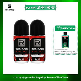 Combo 2 Lăn khử mùi Romano kháng khuẩn & khô thoáng cả ngày 50mlx2 Attitude