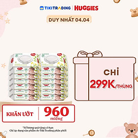 Combo 12 Khăn Ướt Dịu Nhẹ Cho Trẻ Sơ Sinh Huggies (80 Tờ/Gói)