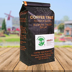 Cà phê hạt Arabica Cầu Đất nguyên chất 100% Coffee Tree 1kg thơm nồng, vị nhẹ, gu tây - Cà phê Đà Lạt tuyển chọn hoàn toàn trái chín rang công nghệ Châu Âu