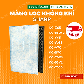 Màng lọc Hepa Sharp KC65-70, Z65, 650Y, Y65, W65, A70, B70, KC-700Y. Màng lọc không khí, màng lọc than giá rẻ. Hàng nhập khẩu