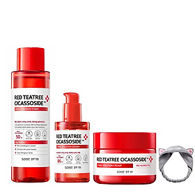 Bộ 3 Sản Phẩm Giảm Mụn, Phục Hồi Cho Da Nhạy Cảm Some By Mi Red TeaTree Cicassoside Final Solution (Toner, Serum, Cream) + tặng kèm 1 băng đô tai mèo ( màu ngẫu nhiên)
