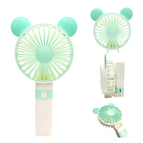 Quạt Mini Cầm Tay Cao Cấp Có Thể Gấp Tiện Dụng, Fan 2 Tốc Độ Gió Kèm Usb Cắm Sạc Hình Tai Chuột