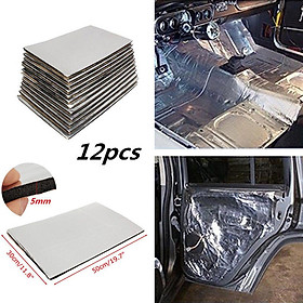 12Pcs Car Sound Deadening Heat Insulation Mat 19x12inch Thickness 5mm for Engine Hood Roof Convenient Installation Waterproof