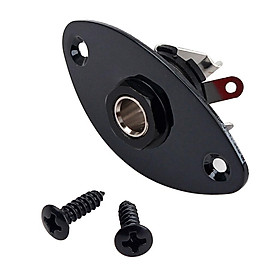 Oval Electric Bass Guitar Output Input Socket Jack Plate DIY Accessory with Screws Black