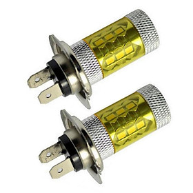 2PCS Replacement H7 2323 80W 6000K 16-SMD LED Fog Lights Driving Bulbs for Car - Yellow