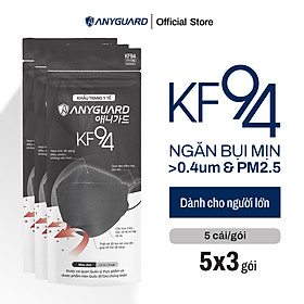 Khẩu Trang Y Tế Hàn Quốc Chính Hãng ANYGUARD KF94 Lọc Bụi Mịn PM2.5, 4 Lớp Ngăn 99% Vi Khuẩn, An Toàn Cho Da Nhạy Cảm, Combo 15 cái Màu