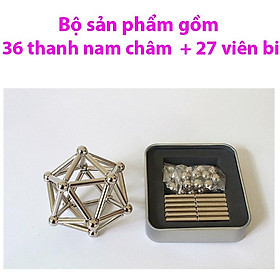 Hình ảnh Đồ Chơi Xếp Hình, Bộ Xếp Hình Cho Bé, Bộ Đồ Chơi Xếp Hình 36 Thanh 27 Bi, Bucky Bars Bi Và Thanh Nam Châm