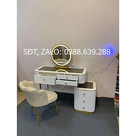 Mua Hàng Siêu Cấp Bộ bàn ghế trang điểm 2 mặt kính vuông 6 ngăn hiện đại kèm gương - Giá Tại Xưởng