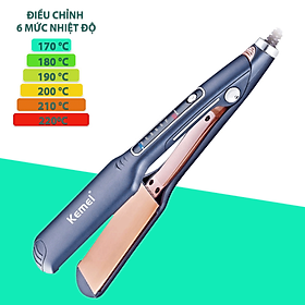 Máy duỗi tóc điều chỉnh nhiều mức nhiệt độ Kemei KM-740 bảng nhiệt to phù hợp sử dụng mọi tình trạng tóc ( giao màu ngẫu nhiên )