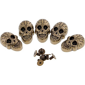 5 Sets Skull Head Studs Spikes Metal Screw-Back Leather-craft Punk DIY Rivets 21mm X 15mm