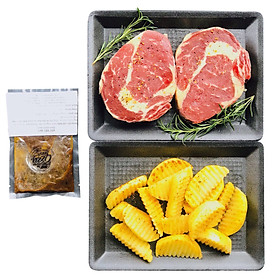 [Chỉ Giao HCM] - Combo Thịt Thăn Lưng Bò Nướng,Áp chảo Kèm Gói Gia Vị Ướp Sẵn (Eco steak box) 800g