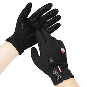 Găng tay cho nam nữ, chất liệu có thể chạm màn hình cảm ứng-Màu đen-Size N