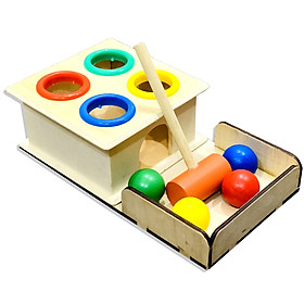 Hộp Montessori Tương Tác Màu Sắc Vận Động Và Chuyển Động Có Khay Đựng Bóng Bằng Gỗ