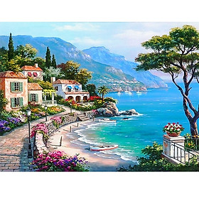 Mua Tranh sơn dầu số hoá tự tô có khung đã căn 40x50 cm - Phố biển