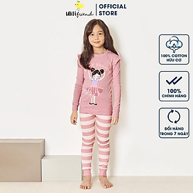Bộ đồ quần áo dài tay cotton mùa thu đông dáng ôm cho bé gái U1023 - Unifriend Hàn Quốc, Cotton Organic