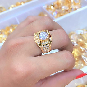 Nhẫn Kiểu Hình Lục Giác Đính Đá Dành Cho Nam và Nữ