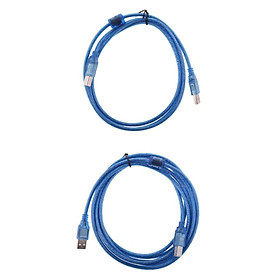 2 Pieces of USB 2.0 High Speed Cable Long Printer Lead A to B Blue Shielded 1.5meters + 3meters
