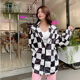 Áo Kiểu Đi Chơi LABELLE Caro Trắng Đen A138