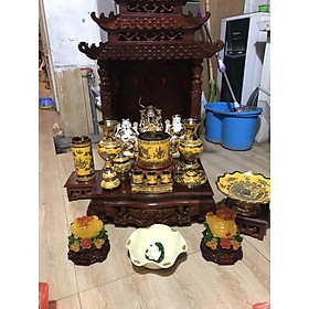 Mua bàn thờ ông địa cao cấp gỗ gụ gỗ hương size 48  full đủ bộ đồ sứ