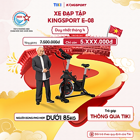 Xe đạp tập KINGSPORT Stronger E-08 bánh đà 6kg, kháng lực từ tính êm ái, tích hợp đồng hồ đo lường chỉ số, cân nặng phù hợp từ 80-85kg