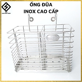 Mua Ống đựng đũa  muỗng 2 ngăn 100% INOX cao cấp  17x9x15 cm  dụng cụ nhà bếp tiện lợi.