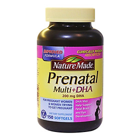 Thực phẩm chức năng cho bà bầu Nature Made Prenatal Multi + DHA 150 viên - Nhập khẩu Mỹ