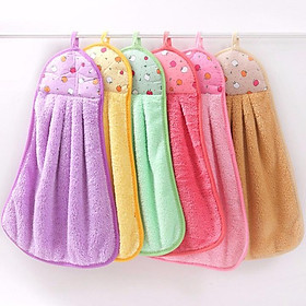 Set 6 khăn lau tay có móc treo dùng cho nhà bếp đa năng tiện dụng chất liệu cao cấp thấm hút tốt-tặng kèm tất gấu siêu dễ thương