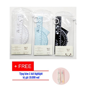 Bộ eke 4 chiếc làm từ hợp kim nhôm đa năng *YS 7003 siêu bền tặng kèm 01 Bút nhớ dòng nhiều màu trị giá 10.000đ