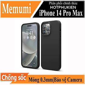 Ốp lưng silicon case cho iPhone 14 Pro Max (6.7 inch) siêu mỏng 0.3mm chống bám bẩn hiệu Memumi Liquid mặt lưng siêu mềm mịn, có gờ bảo vệ camera - hàng nhập khẩu - Đen