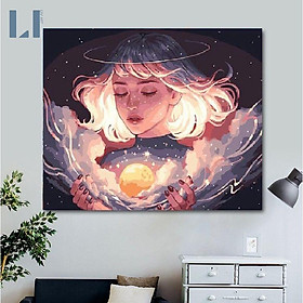Mua Tranh sơn dầu số hóa tự tô LIM Art - Tranh tô màu theo số cô gái