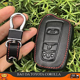 Bao da, ốp móc chìa khóa TOYOTA Corolla Cross cam kết da thật siêu bền, có logo kim loại nổi