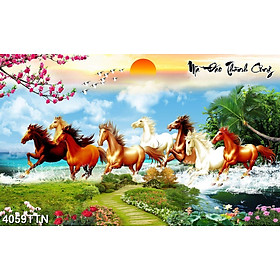 Mua TRANH DÁN TƯỜNG 3D MÃ ĐÁO THÀNH CÔNG - TRANH DÁN TƯỜNG BÁT MÃ PHONG CẢNH - TRANH MÃ ĐÁO TRUY PHONG