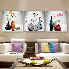 Mua Tranh treo tường  tranh đồng hồ Nt115 bộ 3 tấm ghép