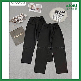 Quần Jeans Nữ, Quần Baggy Jeans Lưng Cao Baggy Bò Trơn Lai Tua Màu Đen Phong Cách Thời Trang_ Mã 5013