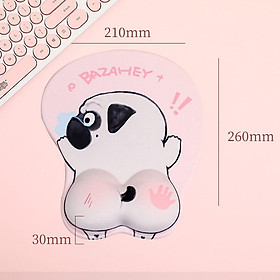 Miếng Lót Chuột Có Đệm 3D Mouse Pad Mèo Hoàng Thượng Chó Pull_ Hàng chính hãng